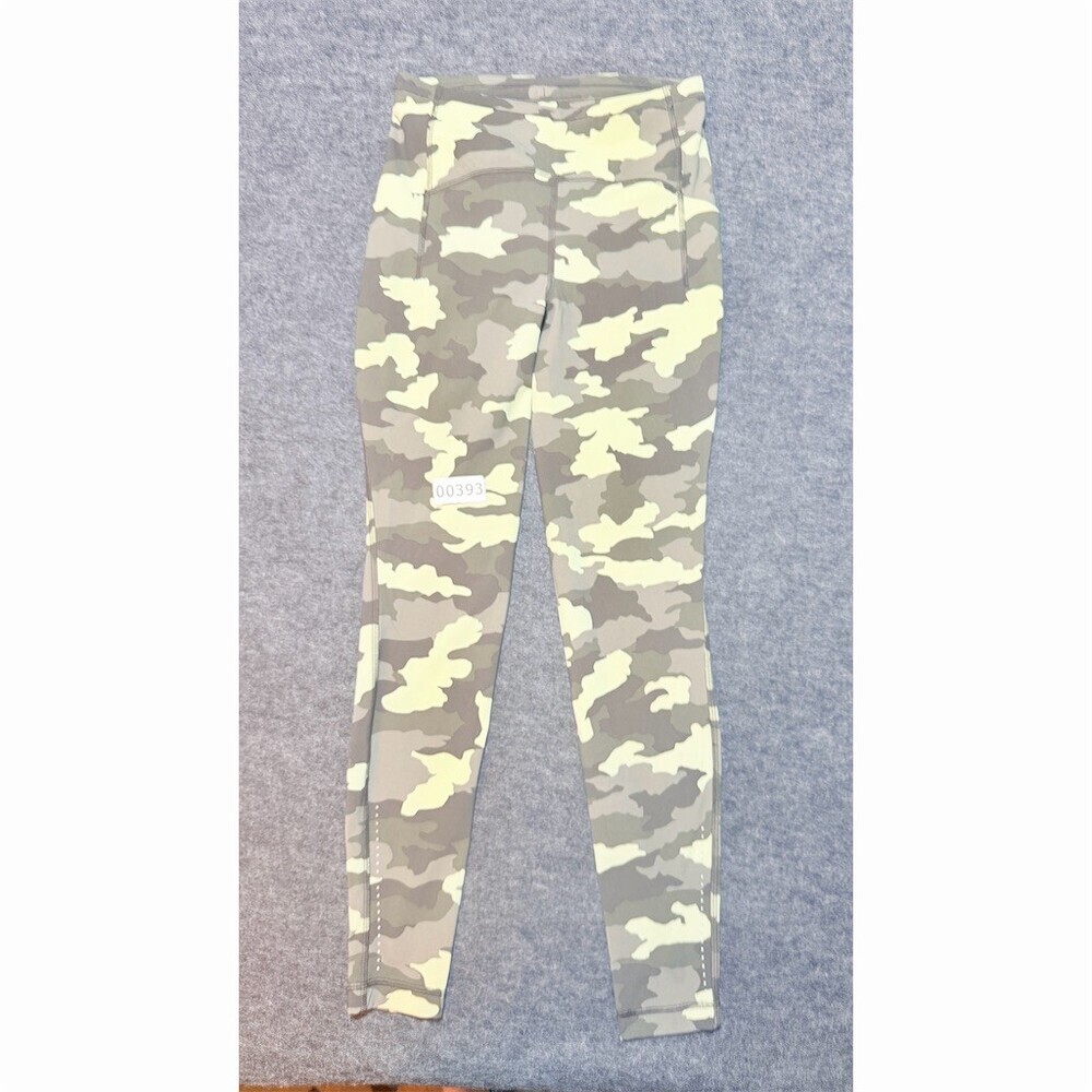 lululemon Womens Leggings Size 6 Yellow Green Camo High Rise Full Length
